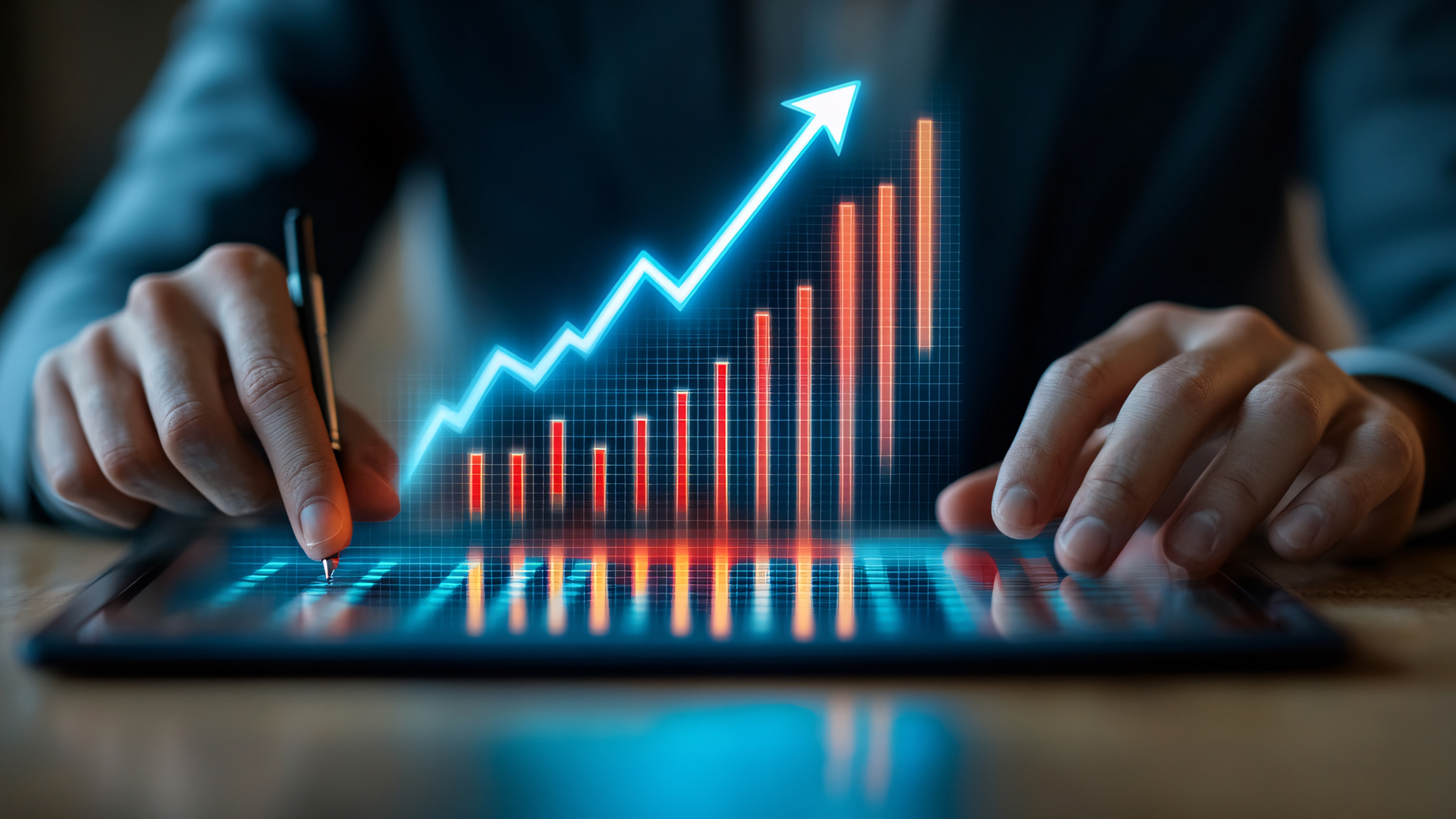 tablet with chart depicting start market success